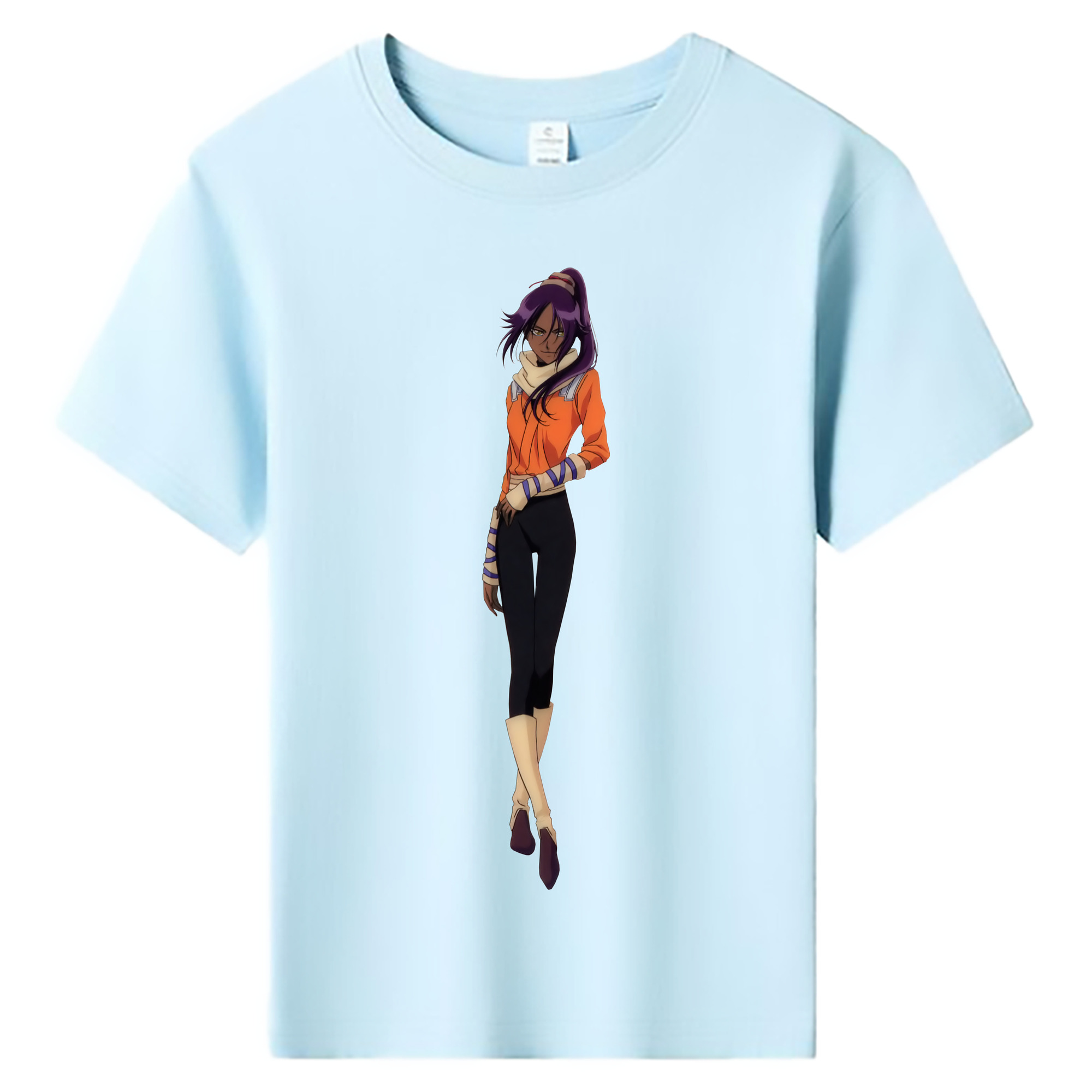 （画像用） ブリーチ 四楓院 夜一（しほういん よるいち） BLEACH Shihouin Yoruichi 綿100％キッズTシャツ（フロントプリント）